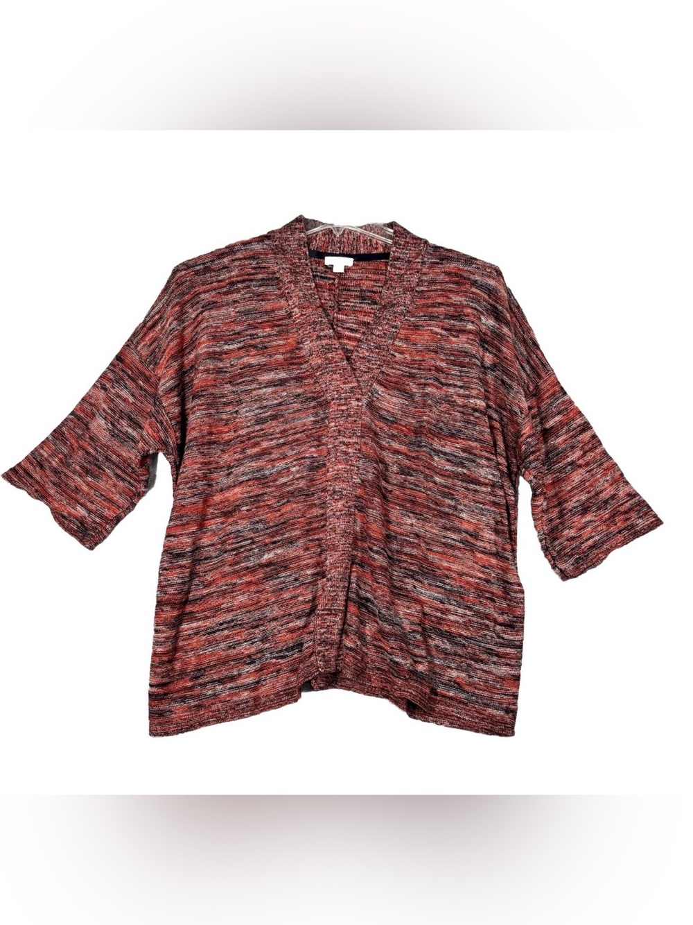 J Jill Sweater Women S Orange Black Marled Oversized Bohemian Preppy Cottagecore - Picture 6 of 9